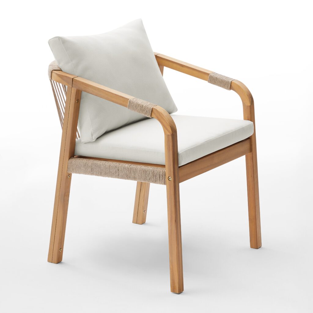 Adele Outdoor Dining Chairs (Set of 2) – Acacia Wood & Hand-Woven Rope